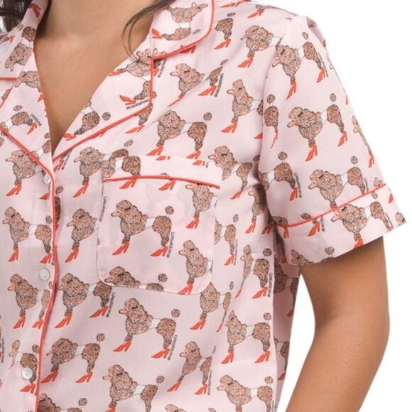 BOUFFANTS & BROKEN HEARTS 2pc Sassier Poodles Pajama Pink Shorts Set Small NWT - Picture 7 of 14